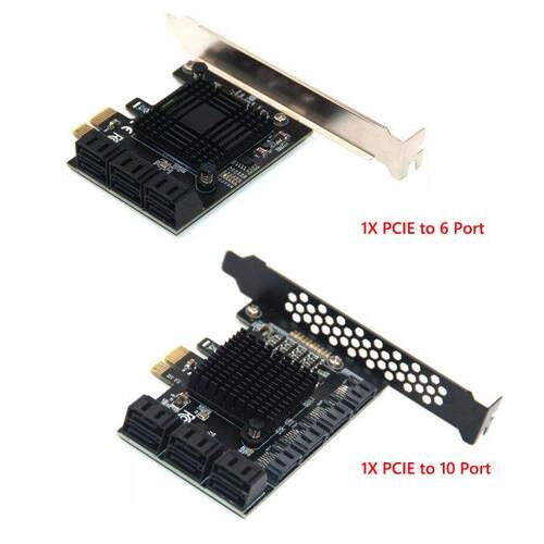6/10 Port SATA PCIE Adapter PCIE X4 X8 X16 to SATA .0 6Gbps