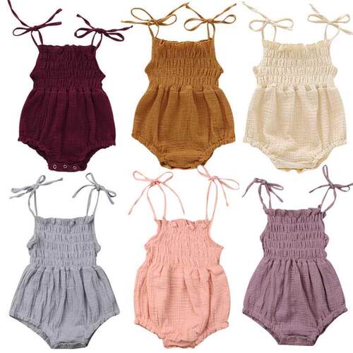 Citgeett Summer Newborn Infant Baby Girl Solid Bodysuit Jump