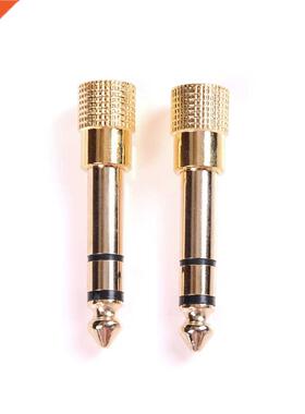 2Pcs 6.5mm to 3.5mm Jack Plus Male to Female Stereo Headphon