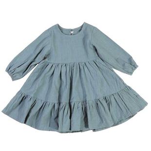 Spring Dress Full Solid Sleeve Girls Cotton Children Toddler