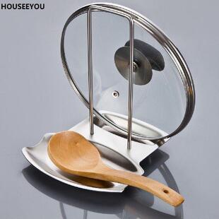 Stainless Steel Pan Pot Rack Cover Lid Rack Stand Spoon