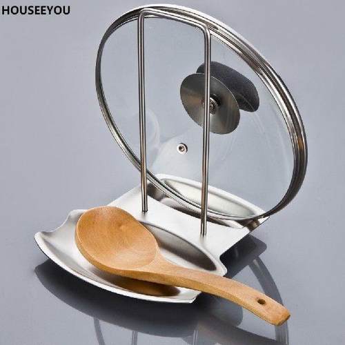Stainless Steel Pan Pot Rack Cover Lid Rack Stand Spoon