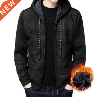 Winter 2022 New Men's Fleece Thickened Cardigan Knit Sweater