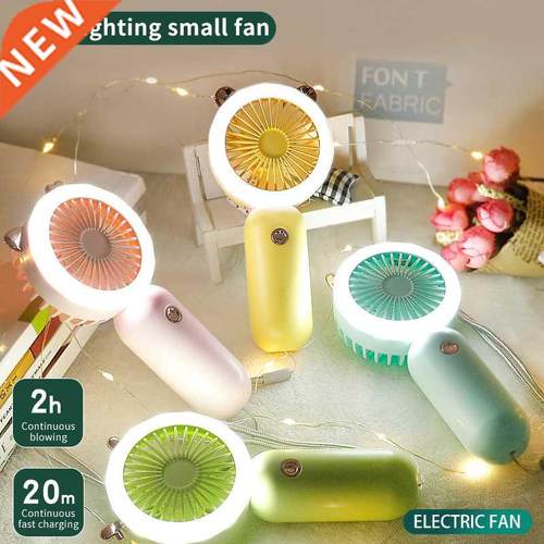 Mini Portable Fan USB Rechargeable Night Light Cooling Han