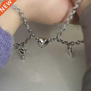 2Pcs/Set Magnet Couple Bracelets Heart Attraction Bracelet S
