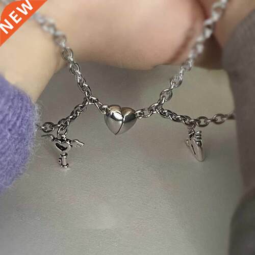 2Pcs/Set Magnet Couple Bracelets Heart Attraction Bracelet S