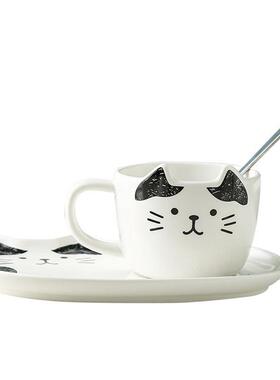 Cat Mug Set Funny Cartoon Cute Ceramic Coffee Mug with Spoon