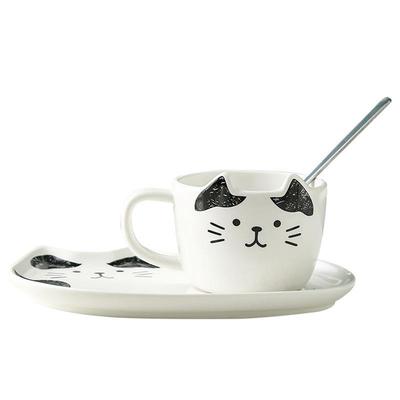 Cat Mug Set Funny Cartoon Cute Ceramic Coffee Mug with Spoon