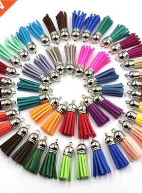 60/100 Pcs 8mm Gold Sliver Suede Faux Leather Tassel For Ke