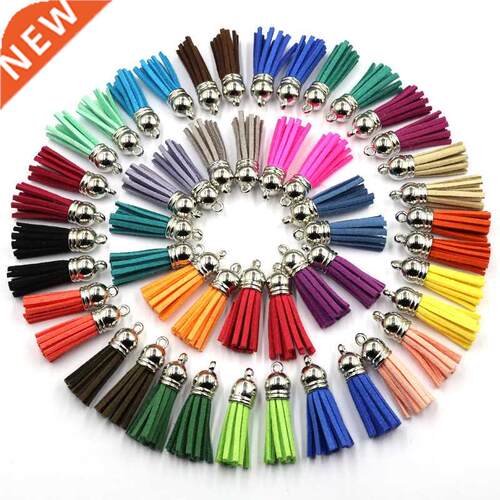 60/100 Pcs 8mm Gold Sliver Suede Faux Leather Tassel For Ke