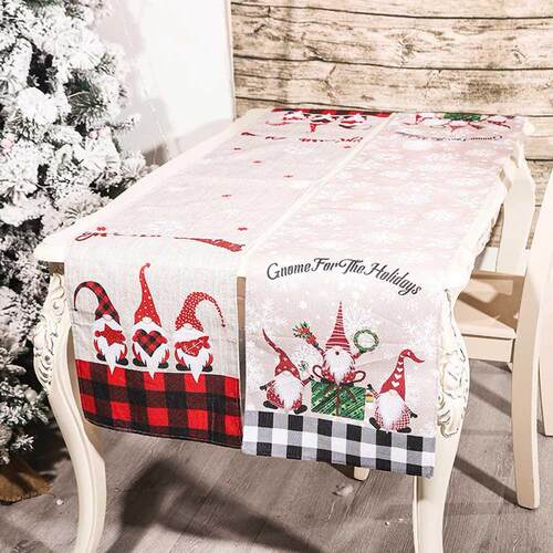 180x6cm Cartoon Christmas Forest Man Table Runner Cover Chr
