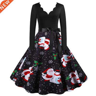 The new 2021 Christmas V-neck Floral Dress with a full swing