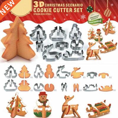 Christmas Gingerbread House Cookie Cutter Set 3D Steel
