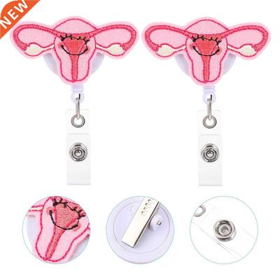 2pcs  Uterus Shaped Retractable Badge Reel Student