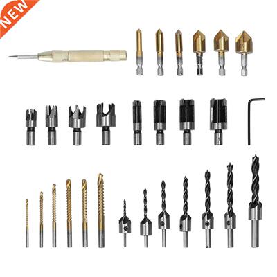 29PCS Woodworking DIY Bits Set Chamfer Drilling Tool Round S