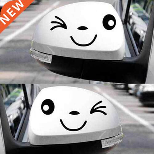 2 pcs Reflective cute smile car sticker rearview mirror stic