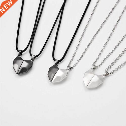 2Pcs/Lot Magnetic Couple Necklace Friendship Heart Pendant D