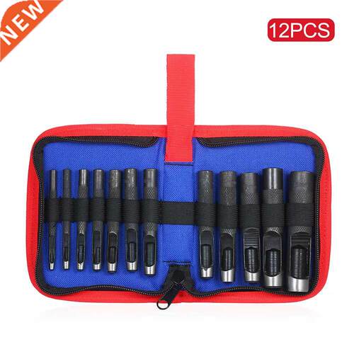 12 Pieces Leather Hollow Punch Set Heavy-Duty Leather Round