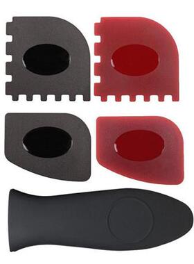 5pcs Set Durable Grill Pan Scrapers with Silicone Hot Handle