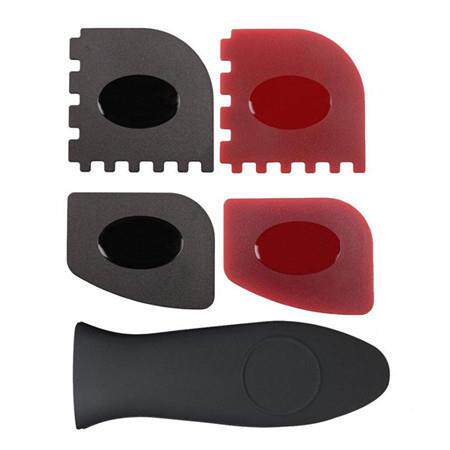 5pcs Set Durable Grill Pan Scrapers with Silicone Hot Handle