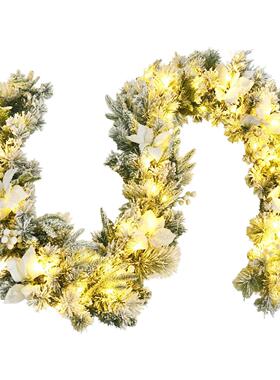 Costway 9ft Pre-lit Snowy Christmas Garland w/ Berries