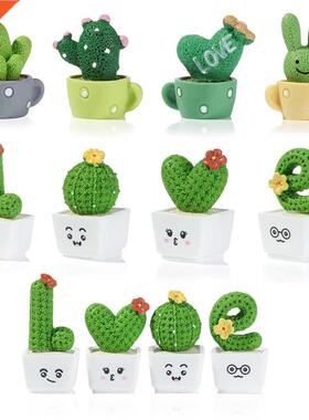 Mini Cactus Flower Miniature Figurines Pot Succulent Plants