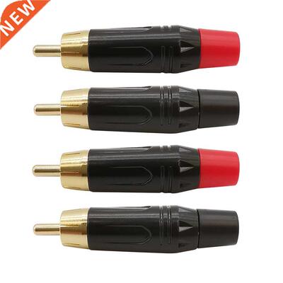 4Pcs Black & Red RCA Male Audio Pigtail Speaker Plug Jac