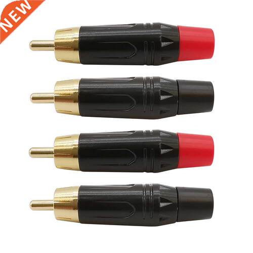 4Pcs Black & Red RCA Male Audio Pigtail Speaker Plug Jac