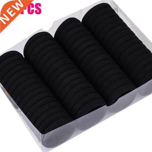 50pcs Black Hair Bands for Women Girls Step Size Hair Elasti