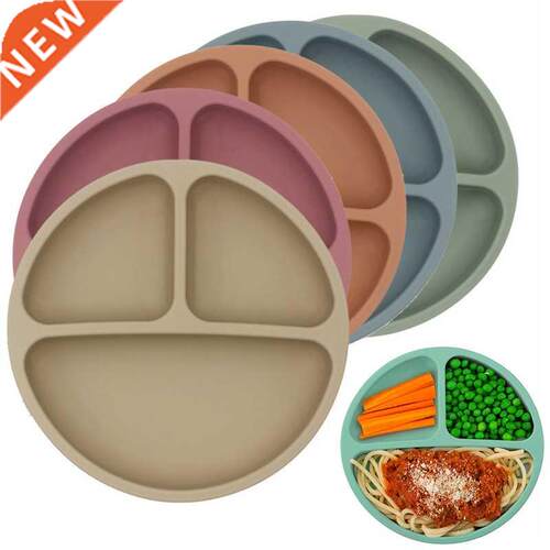 Children Dishes Silicone Baby Bowl Round BPA Free Smile Face