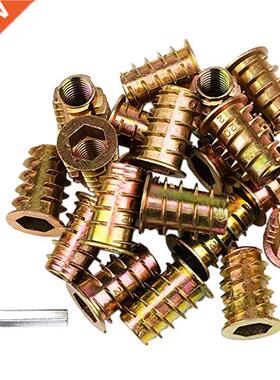 100Pcs 1/4inch-20 x 15mm Furniture Screw in Nut Threaded Woo