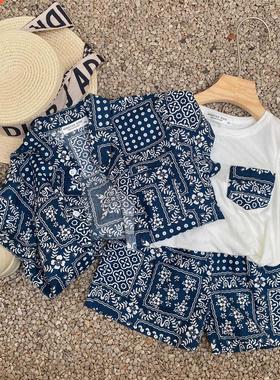 Children's suit 2021 summer new cashew flower for boys and g