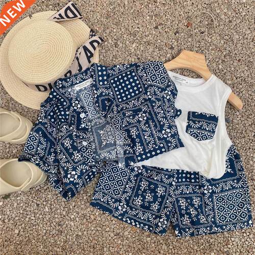 Children's suit 2021 summer new cashew flower for boys and g