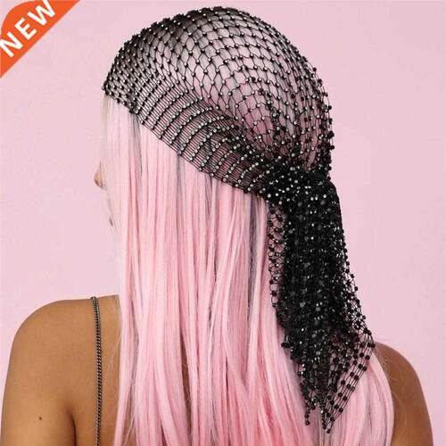 New Fashion Women Bling Rhinestone Head Scarf Turban Hat Hea