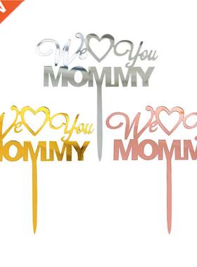 New Best Mom crylic Cke Topper Pink Gold We Love You