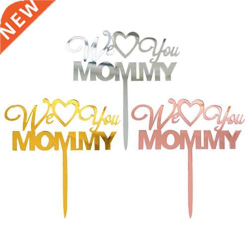New Best Mom crylic Cke Topper Pink Gold We Love You