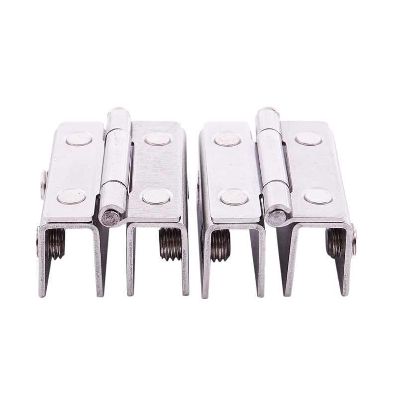 2x Shower Glass Door Adjustable Double Clamp Hinge Silver