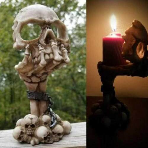 Halloween Skull Candle Holder Decoration Skeleton