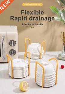 Retractable Desktop Bowl Holder Kitchen Organizer Plastic