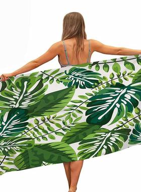 Tropical Plants Microfiber Pool Beach Towel Portable Quick F