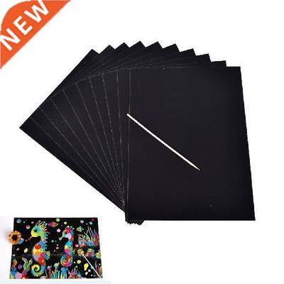 10 Sheets Rainbow Scratch Colourful Stencil Art Craft