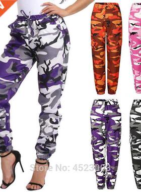 Womens Camo Cargo Trousers Casual Pants Military Army Combat