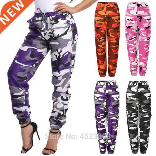 Womens Camo Cargo Trousers Casual Pants Military Army Combat