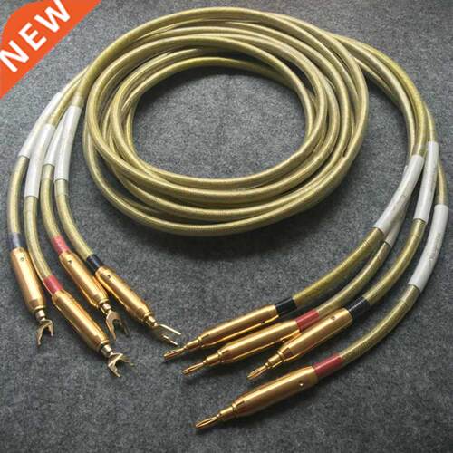 Pair HIFI Audio Speaker Cable with Banana Plug Spade Plugs 2