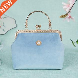Velvet pearl dinner vintage Women evening bag Solid color pu