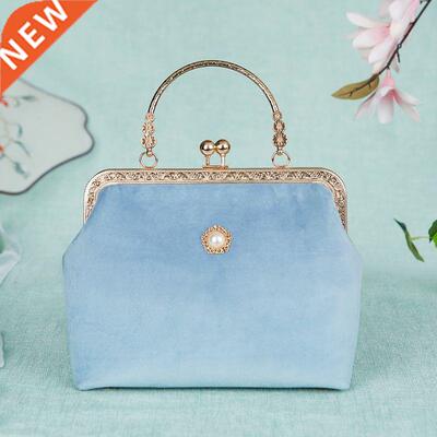 Velvet pearl dinner vintage Women evening bag Solid color pu
