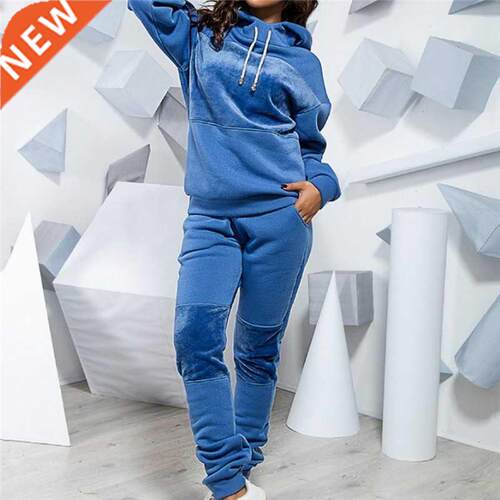 2 PC/Set Women Hooded Swetshirt utumn Winter Trcksuits Pu
