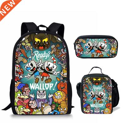 Kid's Cuphead Game Mugman Mochila Students Backpack Shoulder