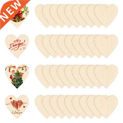 VORCOOL 100pcs 40mm Blank Heart Wood Slices Discs for DIY