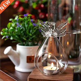 Angel Glass Crystal Hanging Tea Light Candle Holder Home